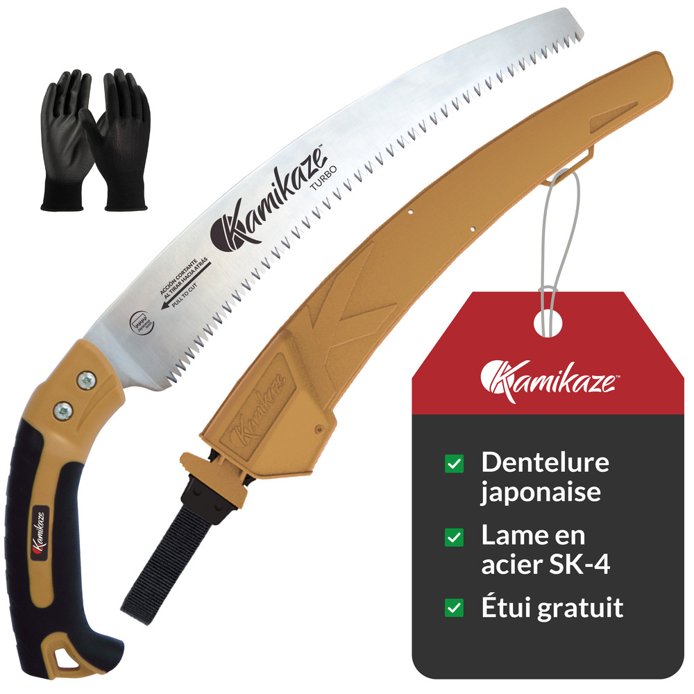 KM S-330 max. Scie à élaguer 80mm ø. Avec gaine. Acier sk-4. Denture japonaise. Scie courbe. Scie d'élagage.