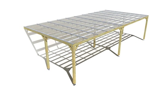 Pergola bois • 10m x 5m • adossée • sens largeur • couverture étanche transparente incluse • livraison comprise