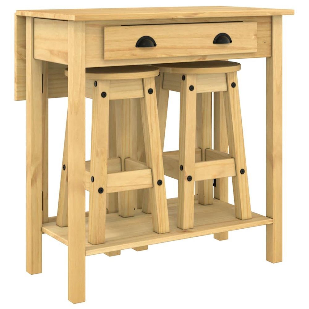 Ensemble de bar 3 pcs bois de pin massif