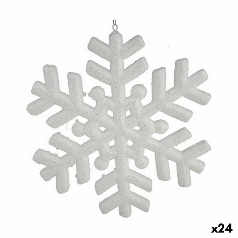 Décorations de noël flocons de neige blanc 20 x 20 x 1,5 cm (24 unités)