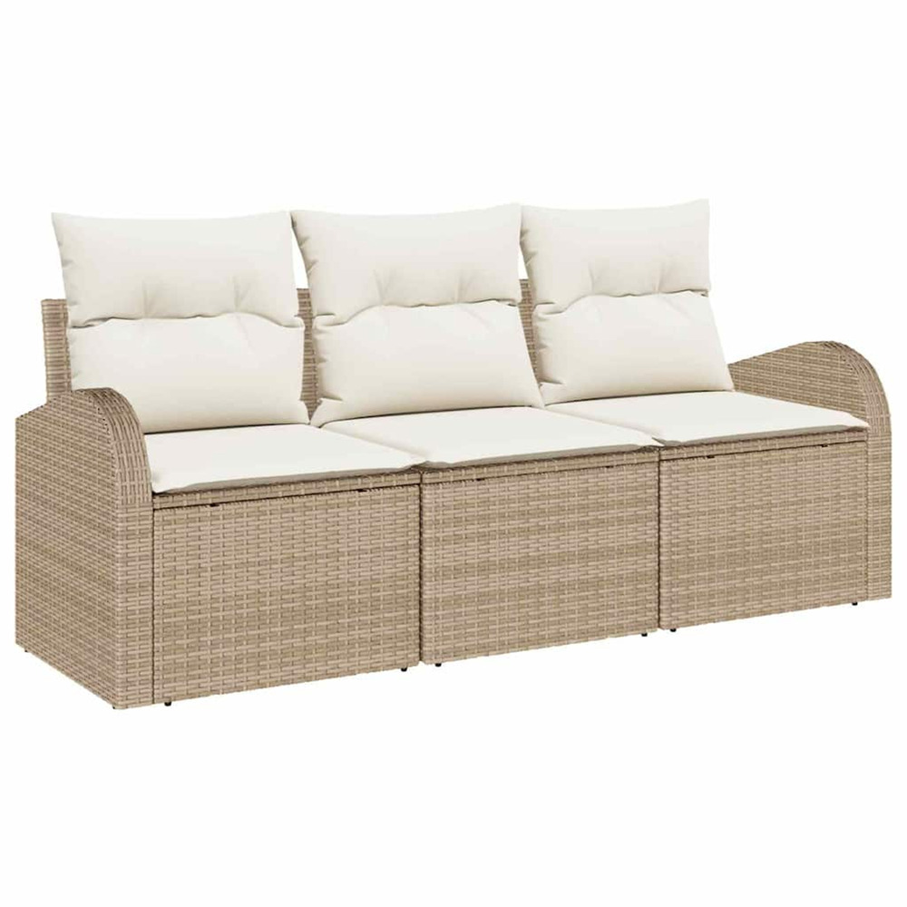 Ensemble de canapé de jardin beige polyrotin