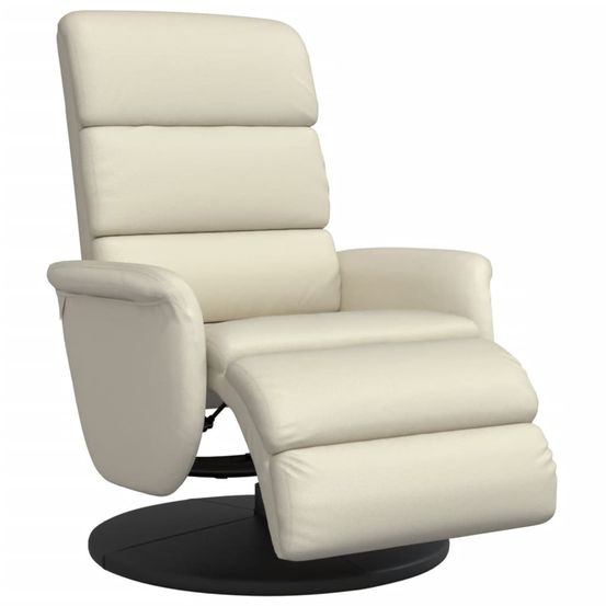 Fauteuil inclinable avec repose-pieds crème similicuir