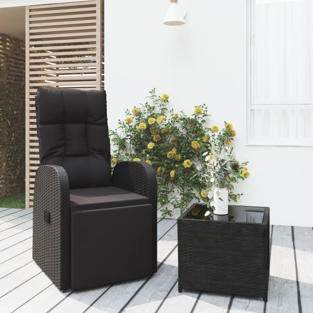 Ensemble de salon de jardin 2 pcs noir poly rotin et acier