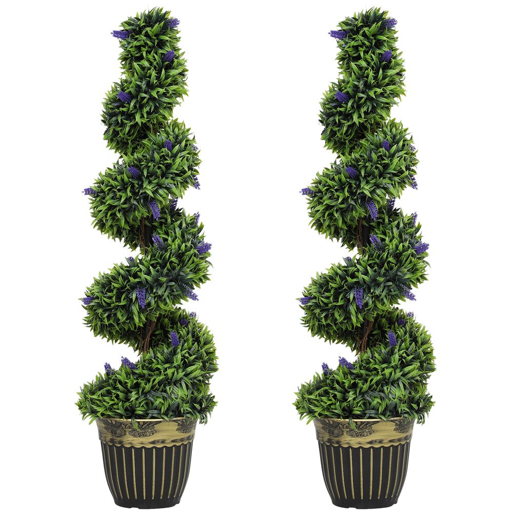 Lot 2 buis artificiels spirale pe décoration intérieur extérieur 115cm vert