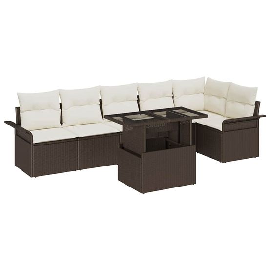 Ensemble de canapé de jardin 7 pc marron