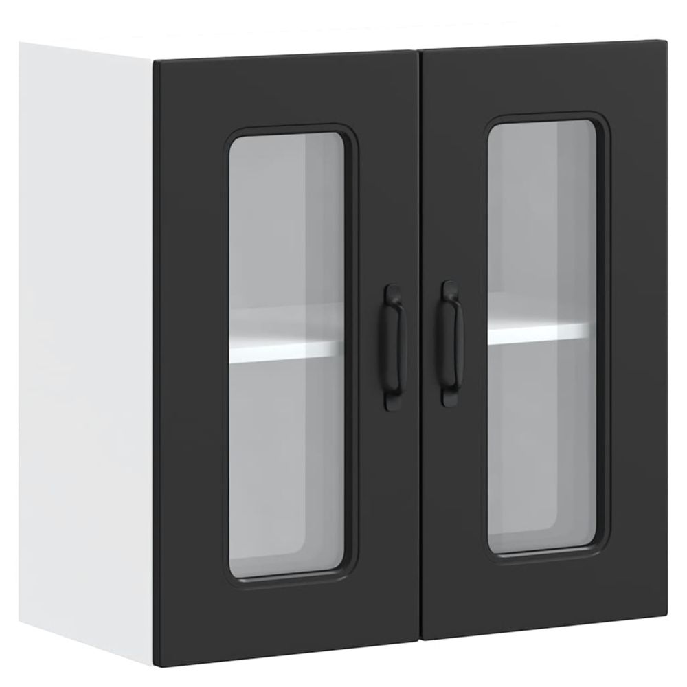 Armoire murale de cuisine avec porte en verre kalmar noir