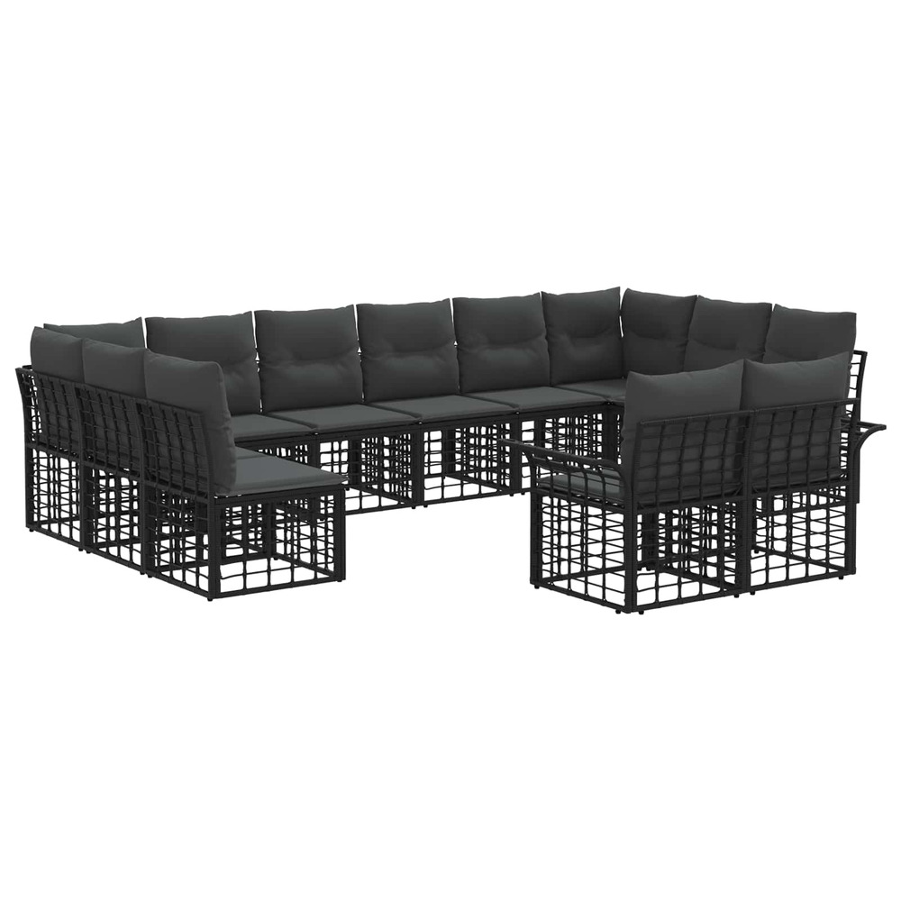 Ensemble de canapés d'extérieur 12 pcs noir et gris foncé