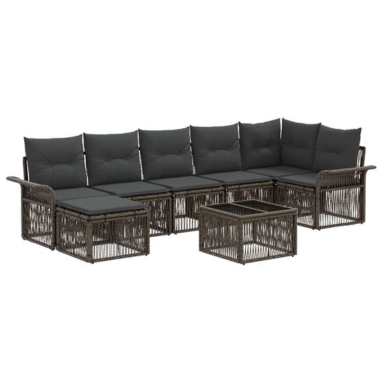 Ensemble de canapé de jardin 8 pc gris polyrotin