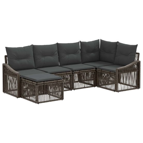 Ensemble de canapé de jardin 6 pc gris polyrotin