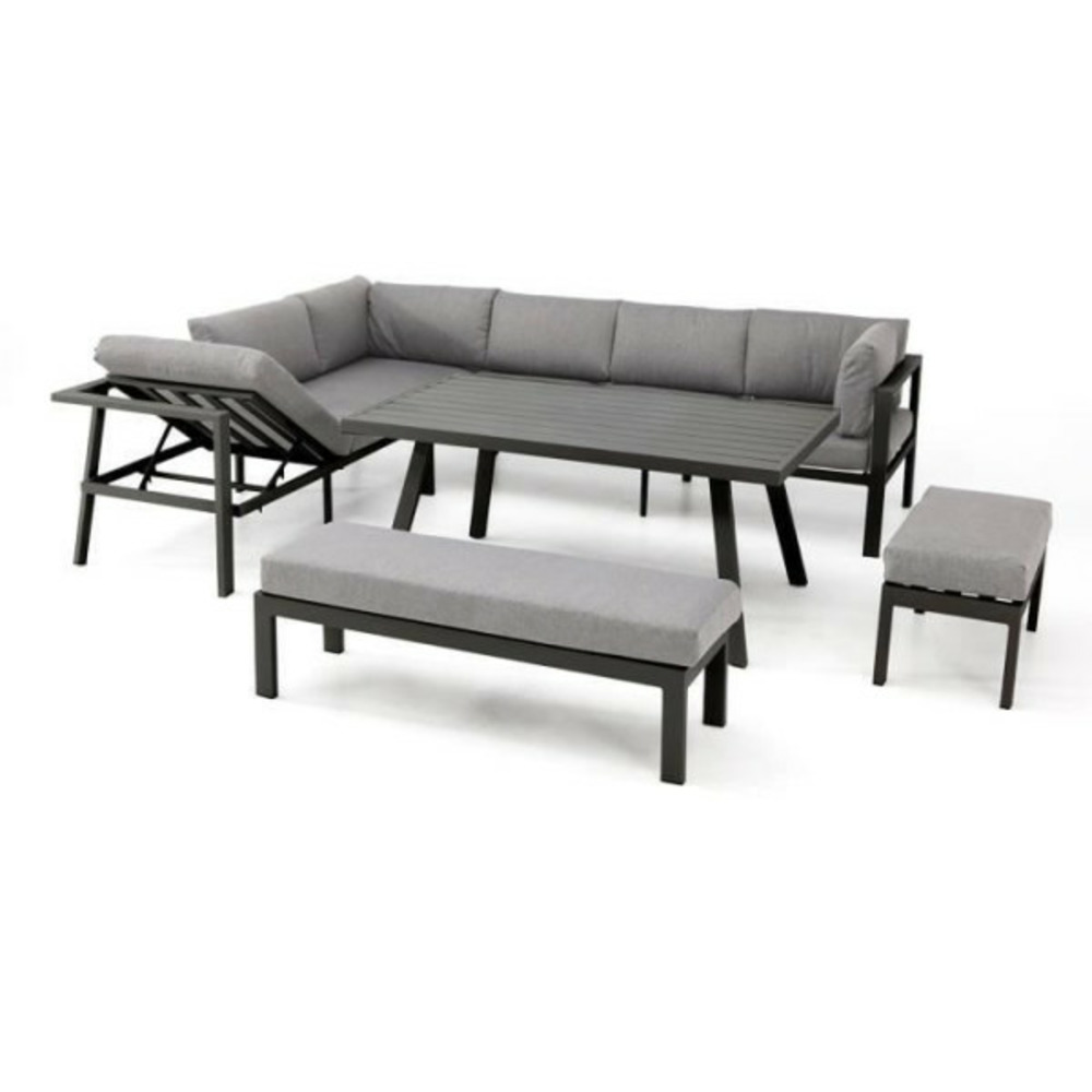 Ensemble repas de jardin antalya 9 places en aluminium - gris anthracite