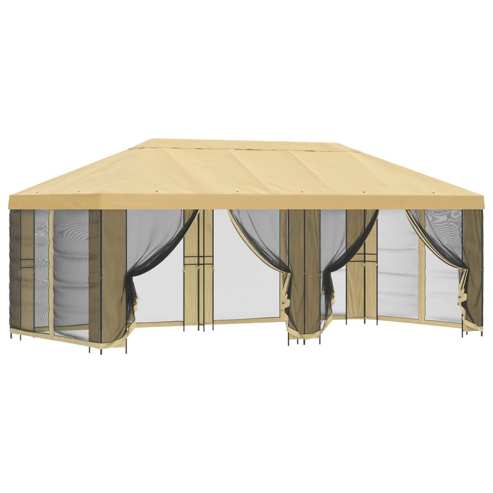 Abri de jardin avec parois 6 x 3 m crème polyester et acier