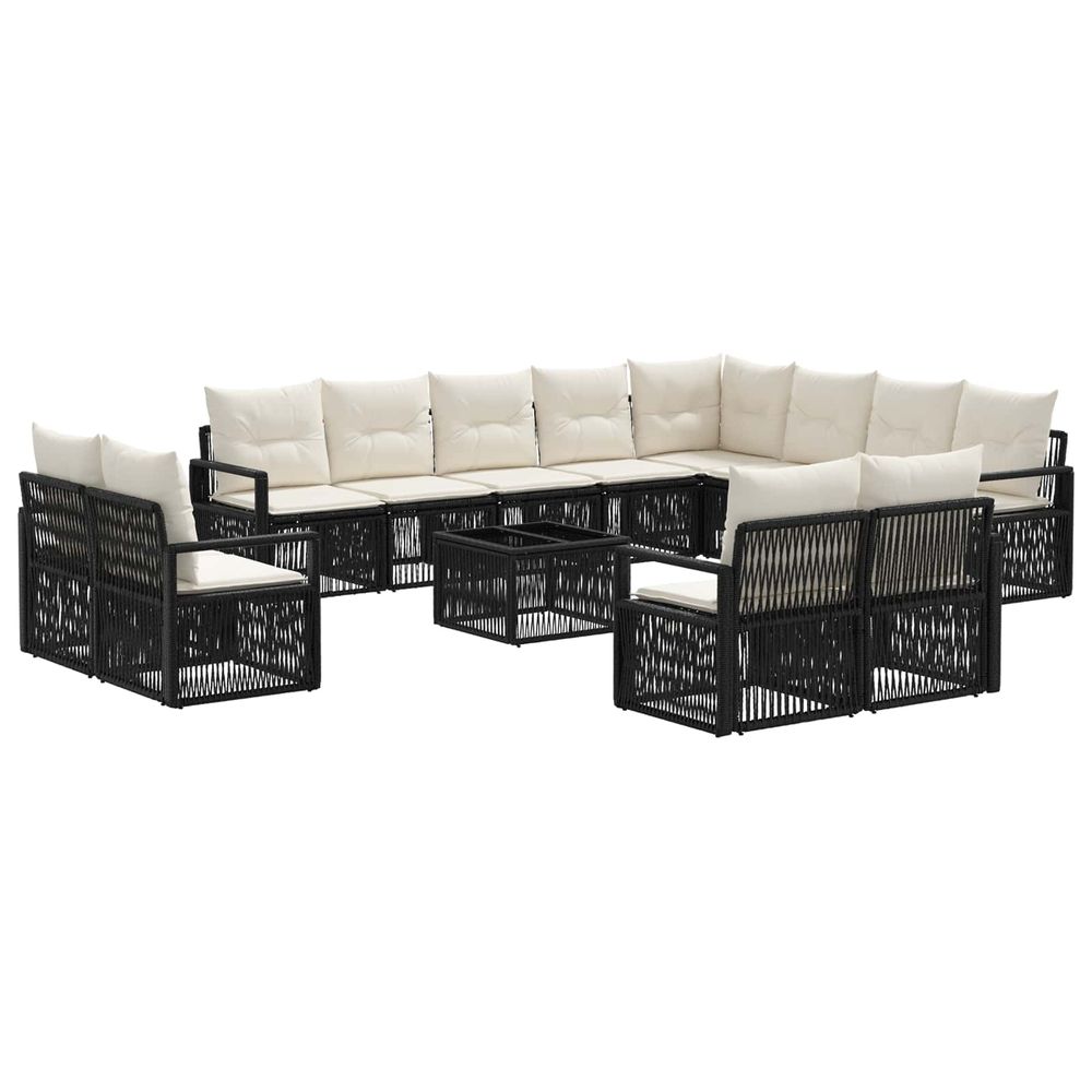 Ensemble de canapé de jardin 13 pc noir polyrotin