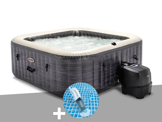 Kit spa gonflable purespa ardoise carré bulles 6 places + aspirateur