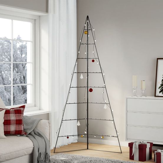 Très grand sapin de noël en métal design à décorer noir 210 cm