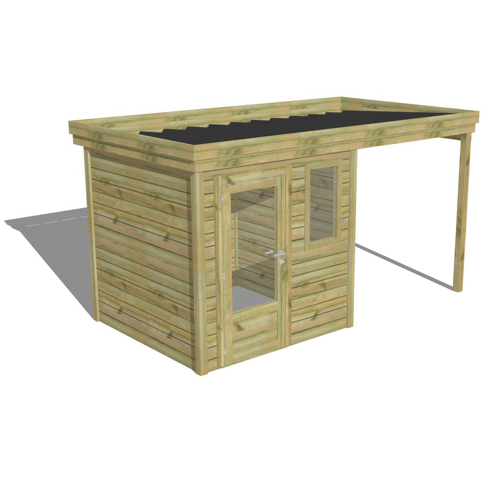 Abri de jardin bois pin traité autoclave 27mm - 4,14x2,14m / 9m2 - bac acier - abri français