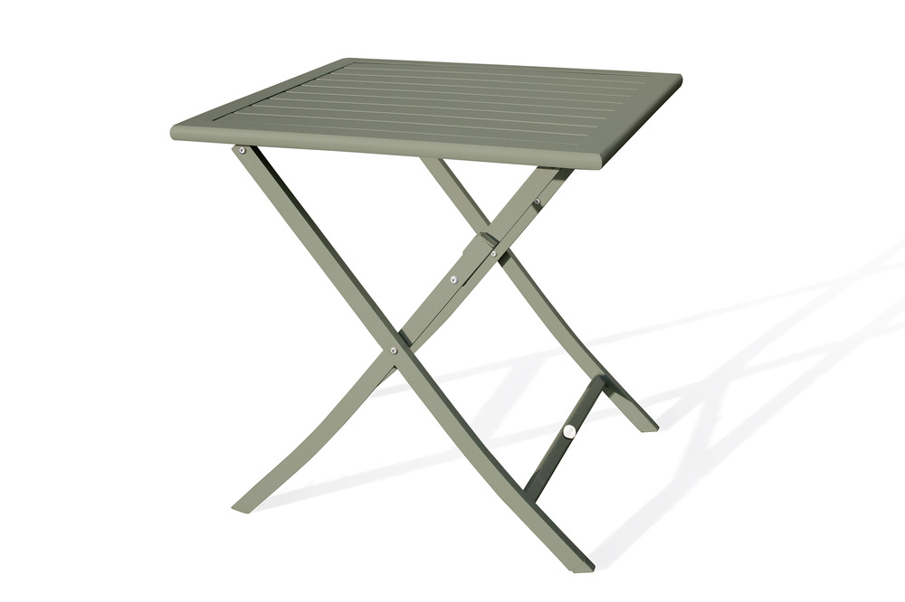 Table de jardin marius 70 cm pliante en aluminium vert kaki