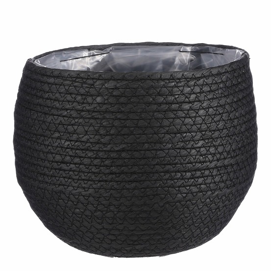 Mica decorations jorck panier à plantes - h19 x ø22 cm - papier - noir