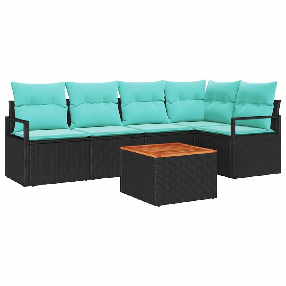 Ensemble de canapé de jardin 6 pc noir polyrotin