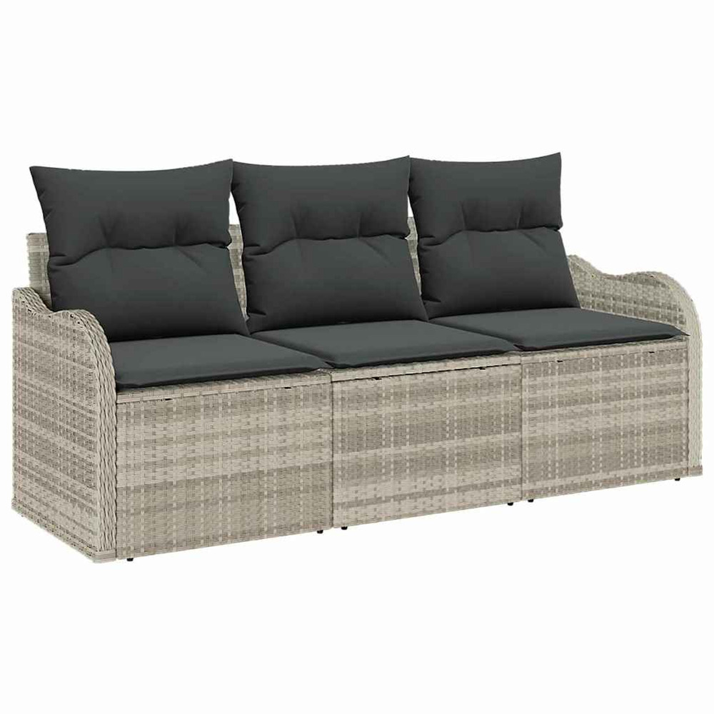 Ensemble de canapé de jardin 3 pcs gris clair poly rotin