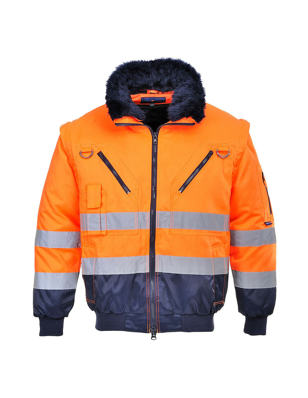 Blouson pilote 3 en 1 haute visibilité couleur : orange/marine taille s - portwest