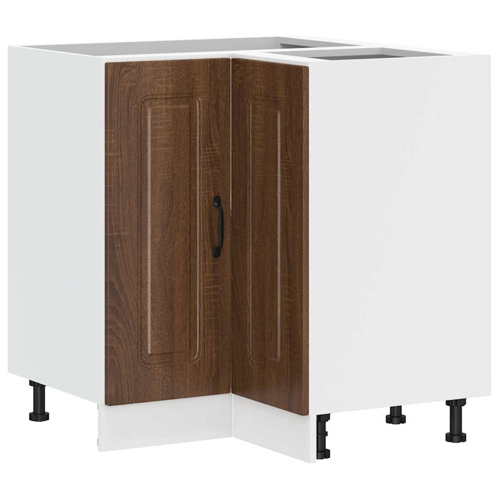 Armoire d'angle de cuisine kalmar chêne marron bois ingénierie