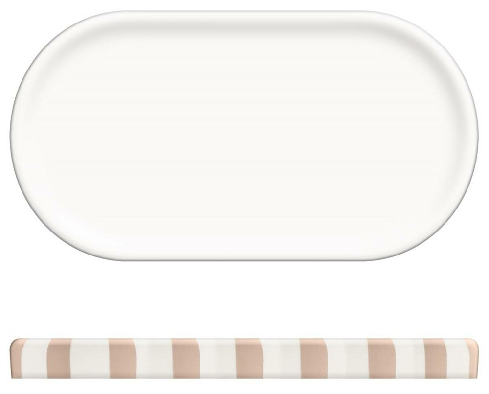 5five - plateau strio 24cm rayures rose blé en grès