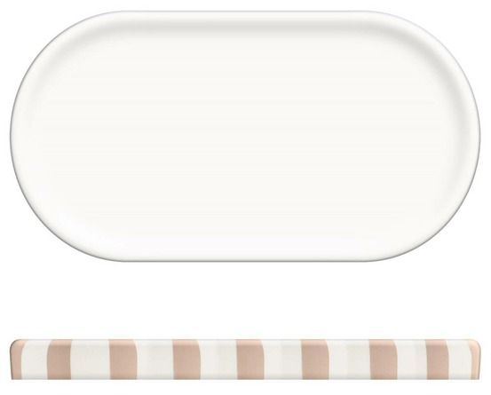 5five - plateau strio 24cm rayures rose blé en grès