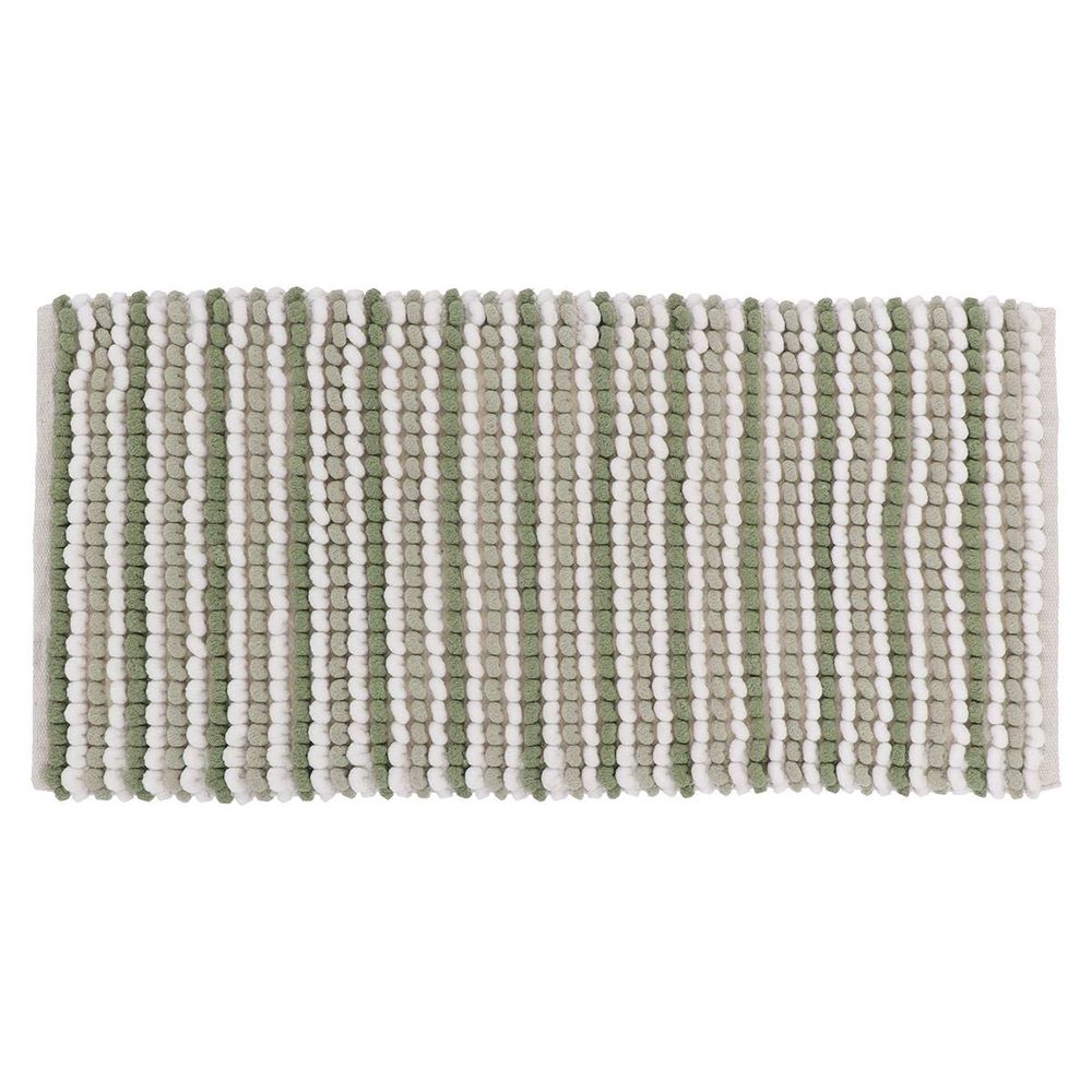 Tapis boule rayures polyester/coton 45x90 cm - vert/blanc