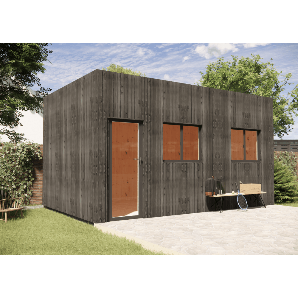Studio de jardin 4 saisons en bois 5,5 x 3,5 x 3,2 m / isolation re2020 avec plancher isolé / menuiseries alu k-line