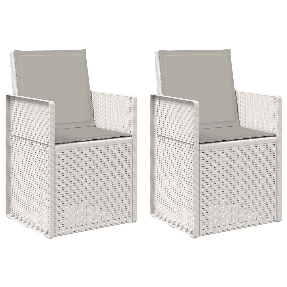 Chaises de jardin salle à manger 2 pcs blanc et gris clair pp