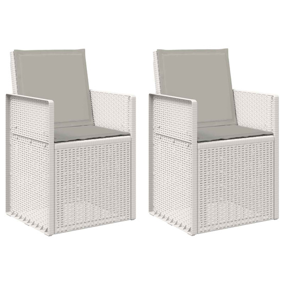 Chaises de jardin salle à manger 2 pcs blanc et gris clair pp