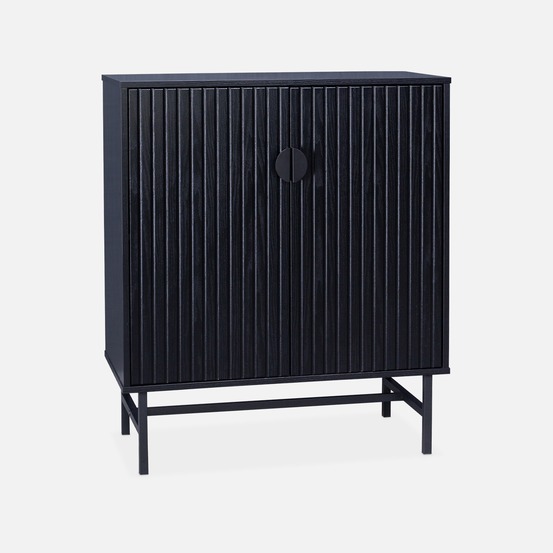 Buffet décor bois deux portes, 1 étagère, buffet haut, vaisselier, l 80 x p 39 x h 92,5cm