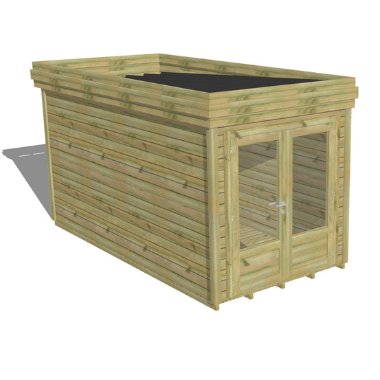 Abri de jardin bois pin traité autoclave 27mm - 2,14x4,34m / 9m2 - bac acier - plancher bois