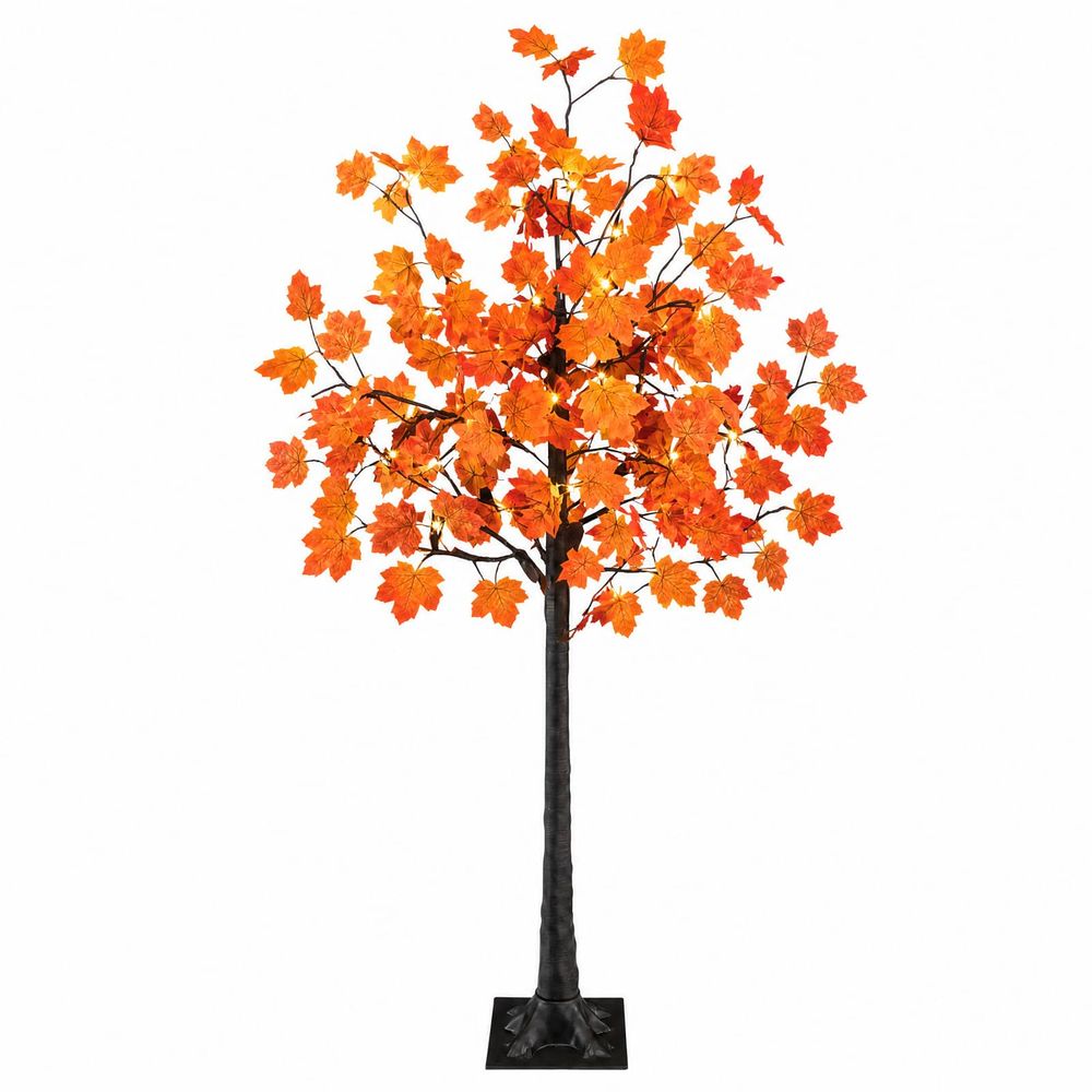 Érable de noël lumineux led marron 120 cm plastique 48 led