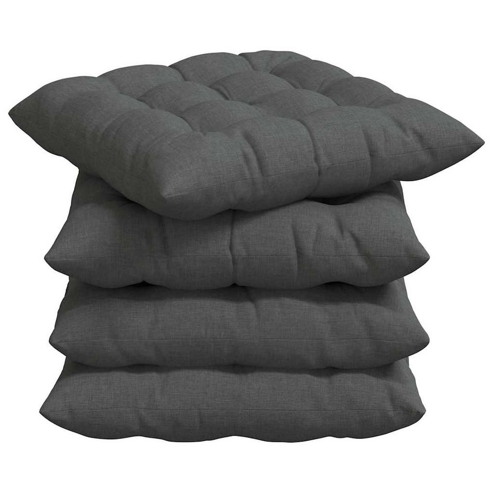 Coussins de siège 4 pc tissu gris foncé 40 x 40 x 6 cm