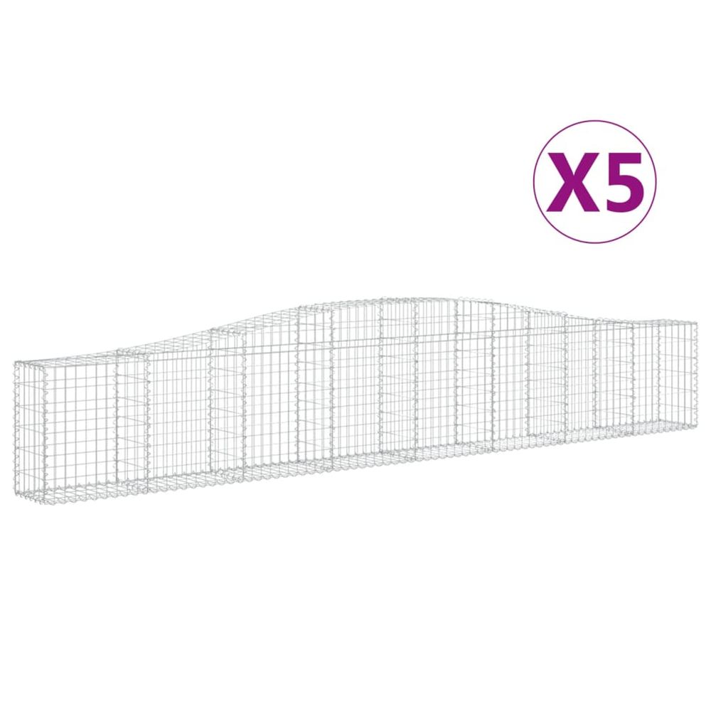 Paniers à gabions arqués 5 pcs 400x30x60/80 cm fer galvanisé