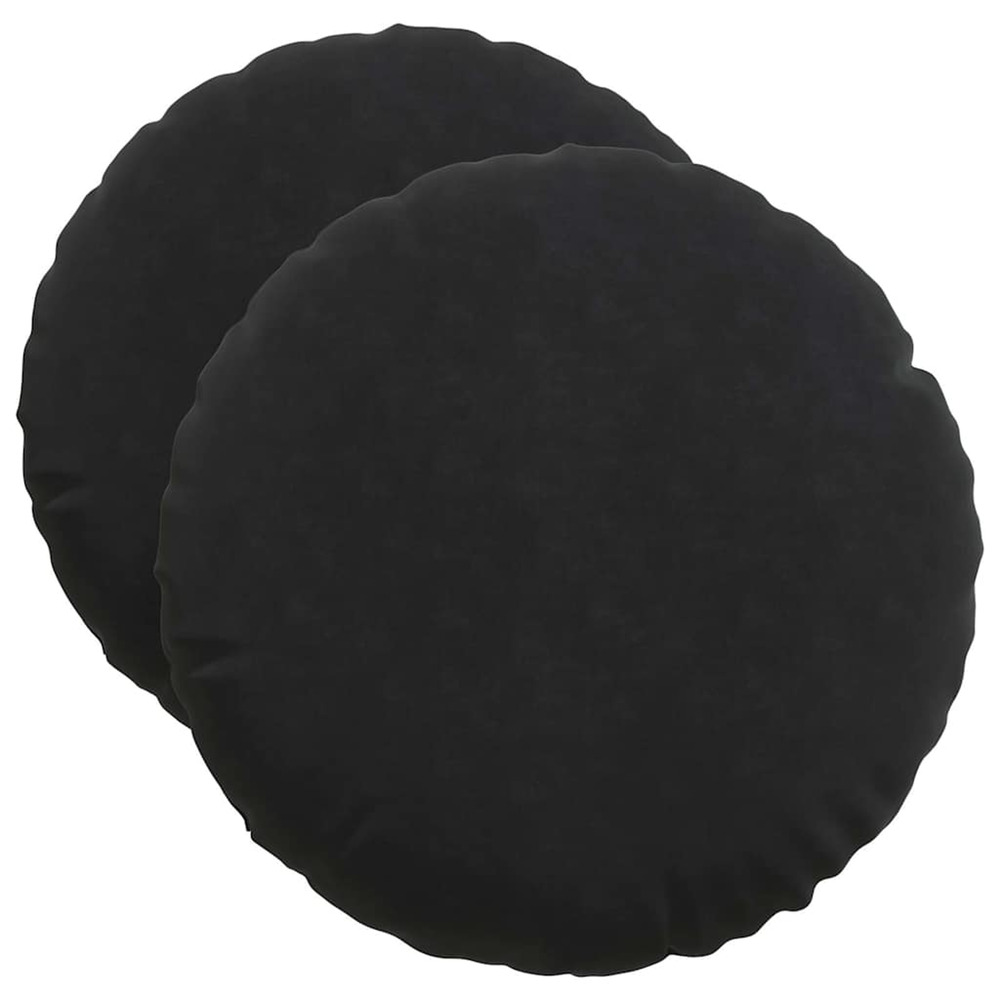 Coussins de siège 2 pcs noir ø 40 x 13 cm velours