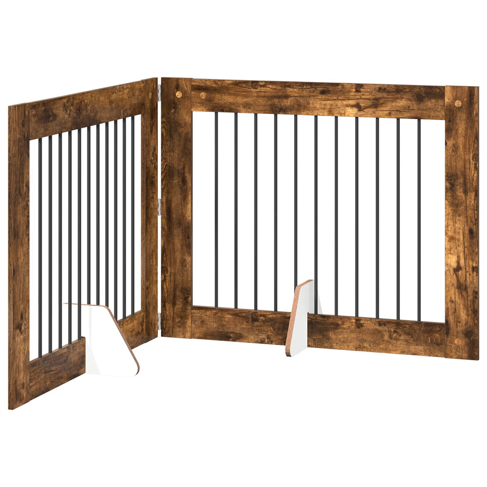 Porte de chien pliable avec supports 2 pcs chêne fumé 200,5 cm