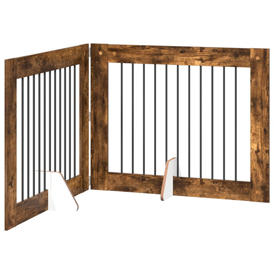 Porte de chien pliable avec supports 2 pcs chêne fumé 200,5 cm