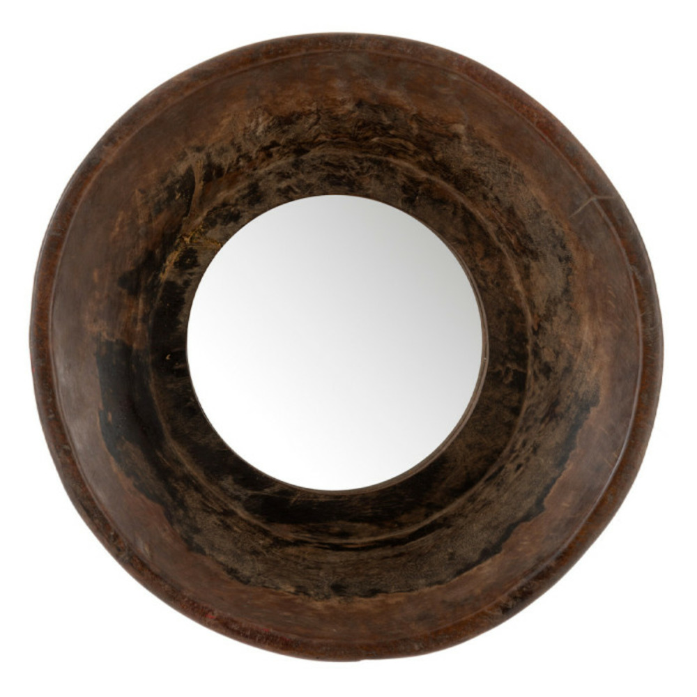 Miroir mural rond en bois bol 35cm naturel