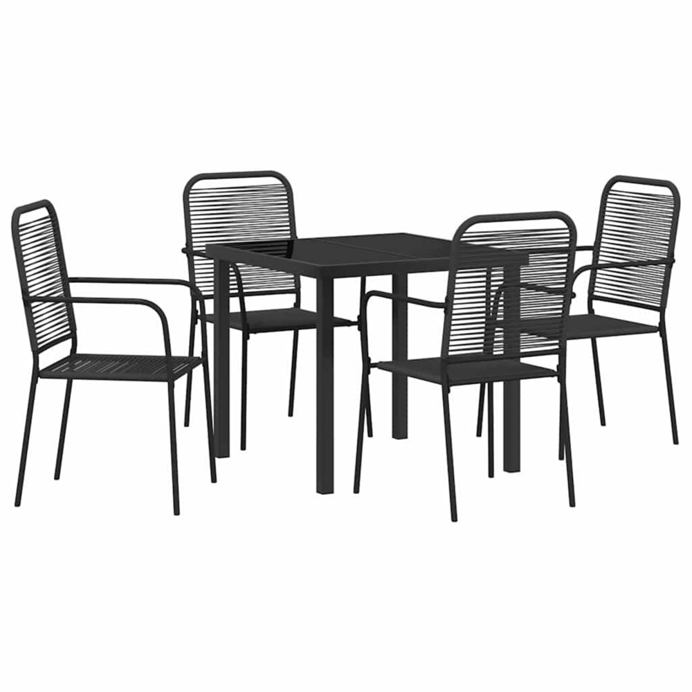 Ensemble de salle à manger pour jardin 5 pcs noir