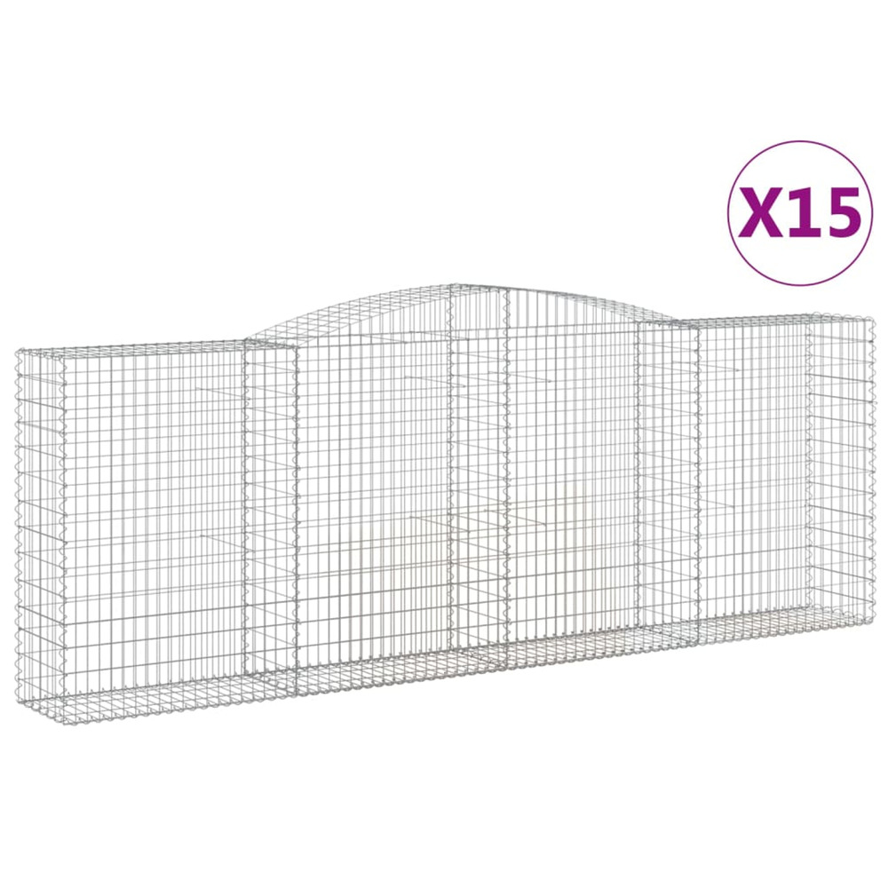Paniers à gabions arqués 15 pcs 400x50x140/160 cm fer galvanisé