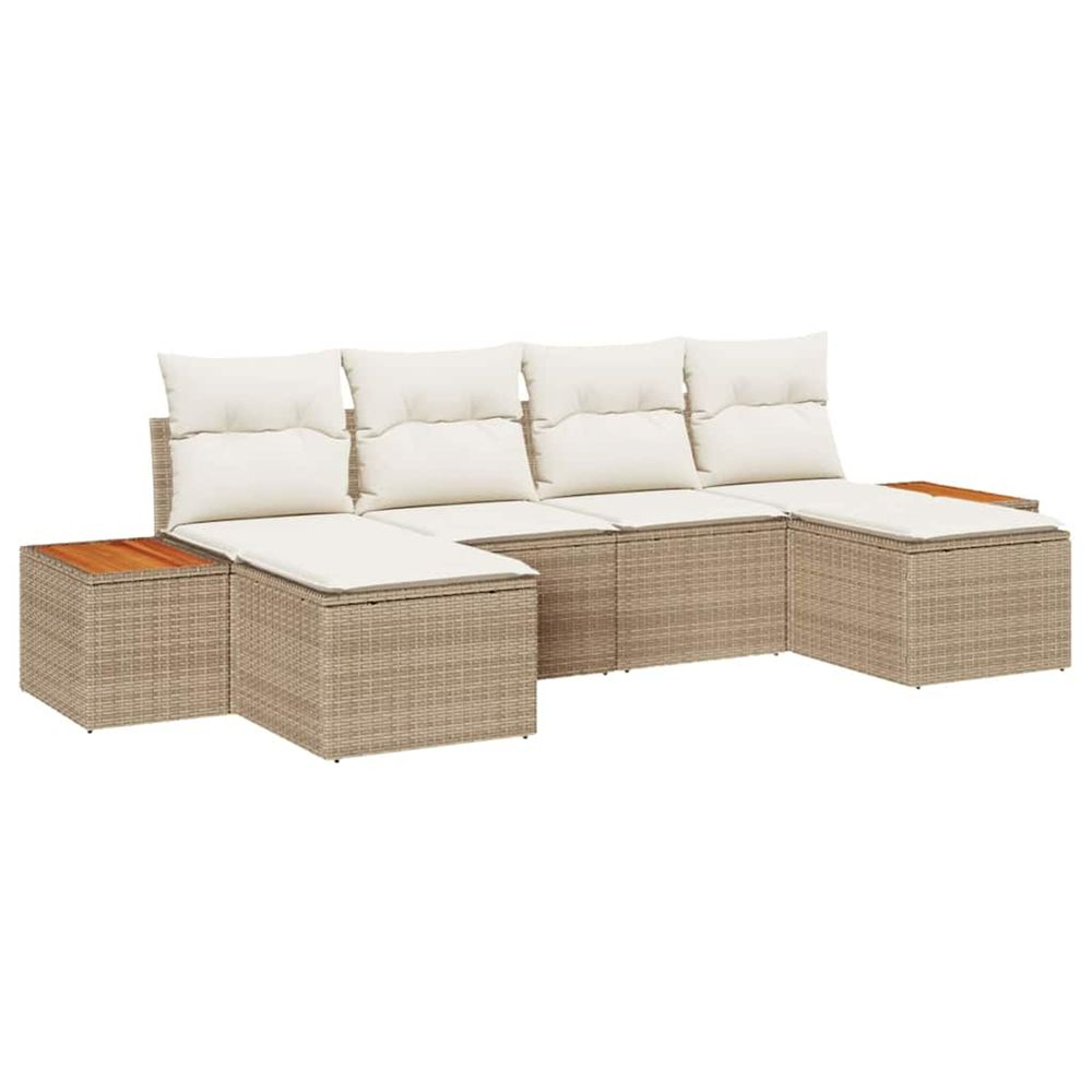 Ensemble de canapé de jardin 6 pc beige et crème poly rattan