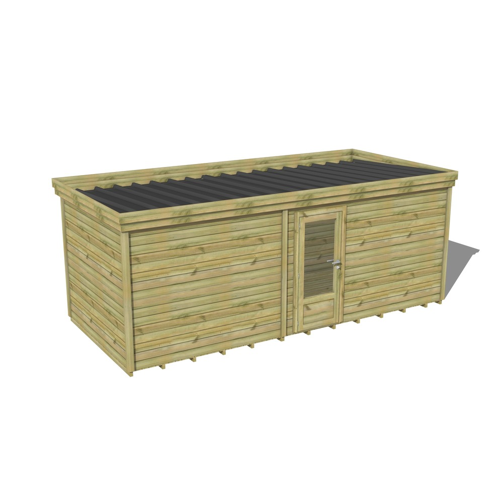 Abri de jardin bois pin traité autoclave 27mm - 6,49x2,64m / 17m2 - bac acier - plancher bois
