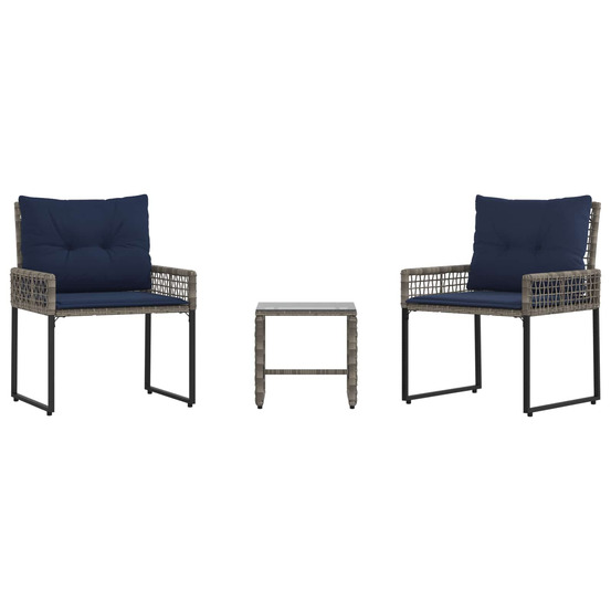 Ensemble de meubles d'extérieur 3 pcs gris et marine