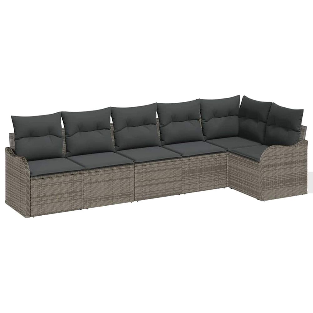 Ensemble de canapé de jardin 6 pc gris polyrotin