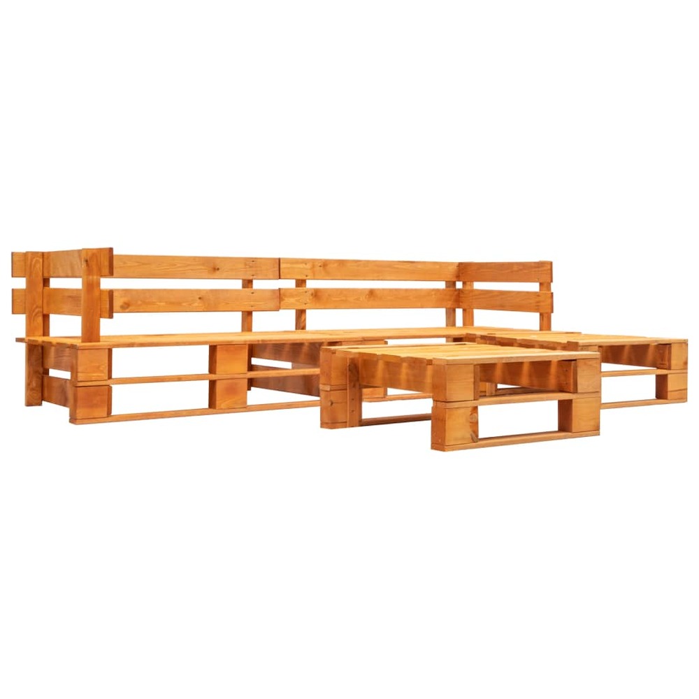 Salon de jardin meuble d'extérieur ensemble de mobilier palette 4 pièces bois marron miel