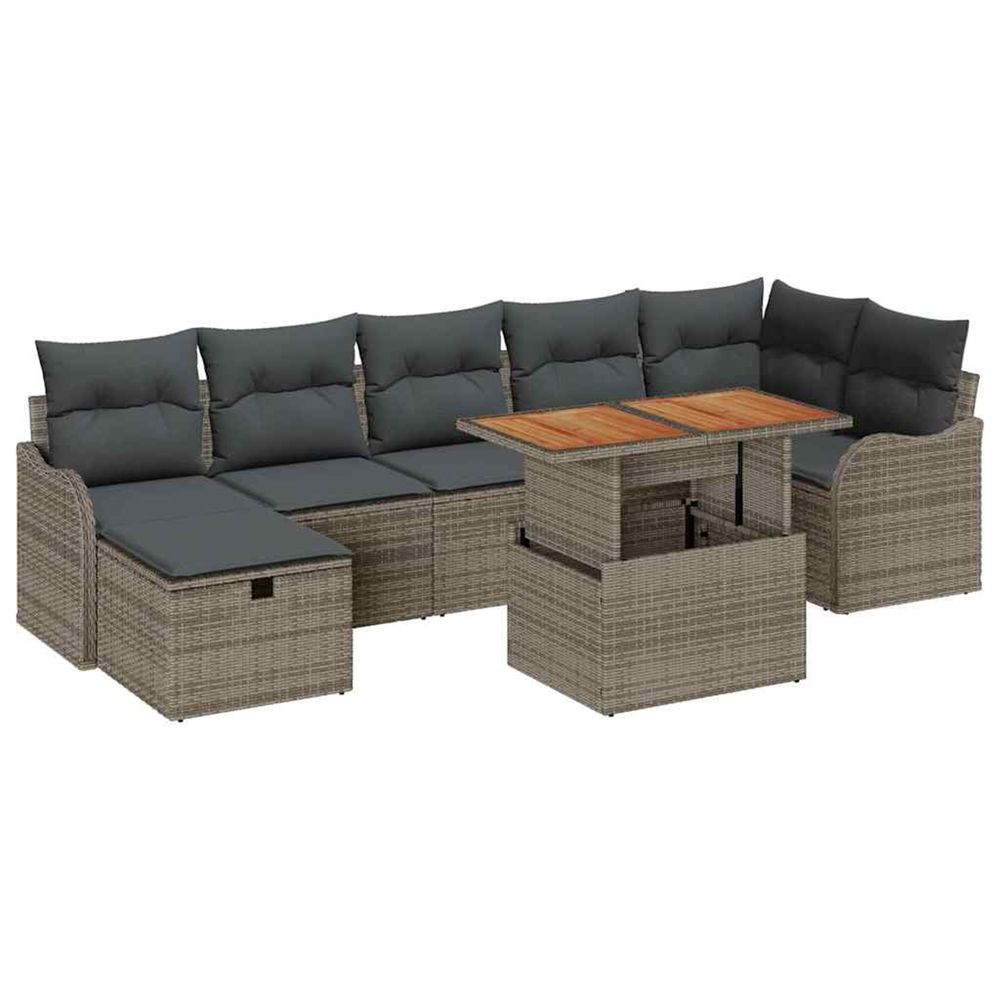Ensemble de canapé de jardin 8 pc gris poly rotin