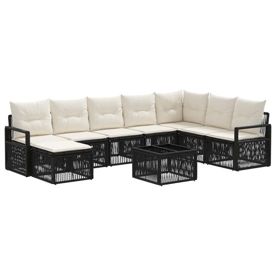 Ensemble de canapé de jardin 9 pc noir polyrotin