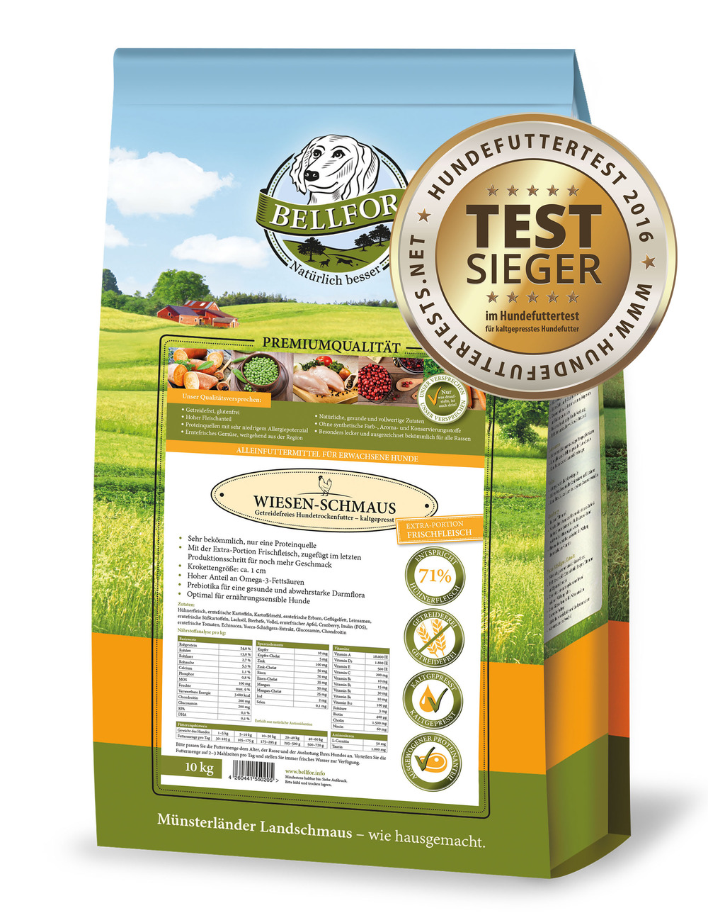 Сroquettes pressés à froid avec poulet - wiesen-schmaus - 10 kg